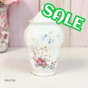 Vintage Porcelain Royal Kent Staffordshire Ginger Jar Vase Wildflowers & Birds